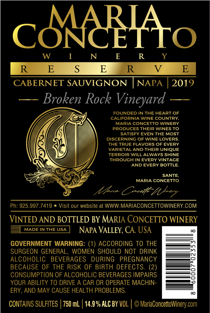 2019 <br>Cabernet  <br>Sauvignon<br> (Broken Rock Napa) <br>Reserve